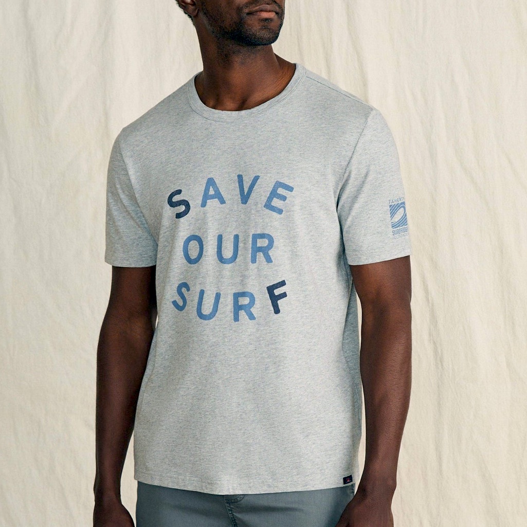 Faherty Save Our Surf ShortSleeve Surfrider Sunwashed Tee New